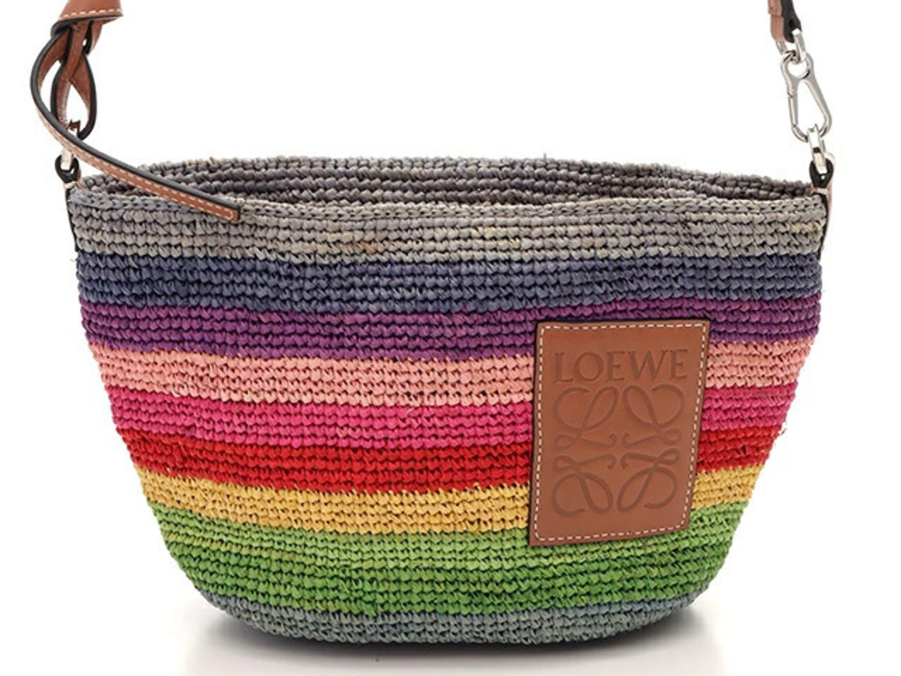Loewe Paula Rainbow Shoulder Bag Multicolor Raffia Leather